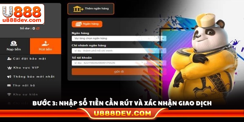 Ghi rõ số tiền cần rút và thực hiện xác nhận lệnh